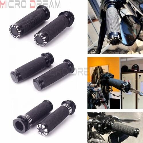Black CNC Handle 1" 25mm Electronic Throttle Handlebar Hand Grips Handle Control Grip for Harley Sportster Touring Dyna Softail