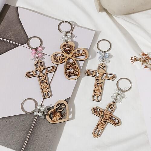 Heart Shaped Wooden Cross Virgin Boy Girl Baptism And Communion Gift Souvenir