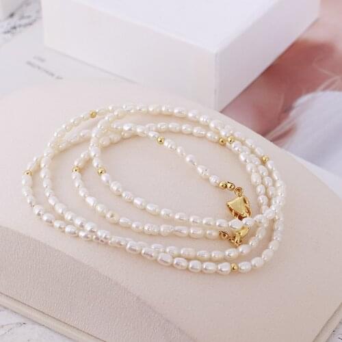 Freshwater rice pearl beaded gold beanie long necklace in various ways to wear