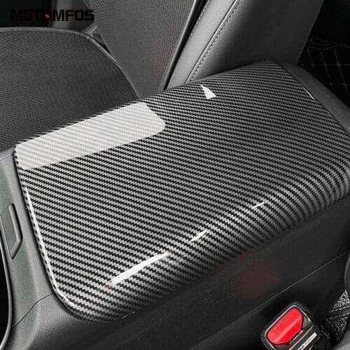 For Hyundai Tucson 2021 2022 Carbon Fiber Center Control Armrest Box Cover Trim Decoration Sticker Inner Accessories Car Styling