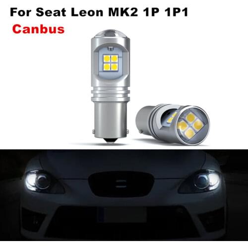 2pcs/lot 1156 P21W Ba15s Canbus White LED Daytime Running Light For Seat Leon MK2 1P 1P1