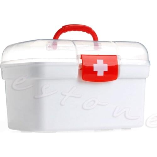 Double Layer Health Box Medicine Chest Handle First Aid Kit Storage Organizer M89F