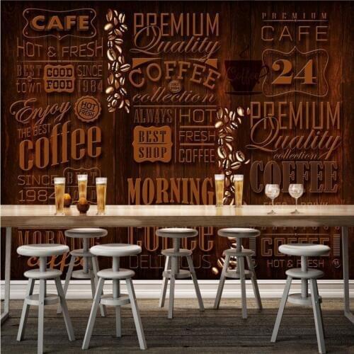 Photo wallpaper 3D Retro coffee shop letters mural background wall TV wall decoration painting stereo wallpaper custom mural