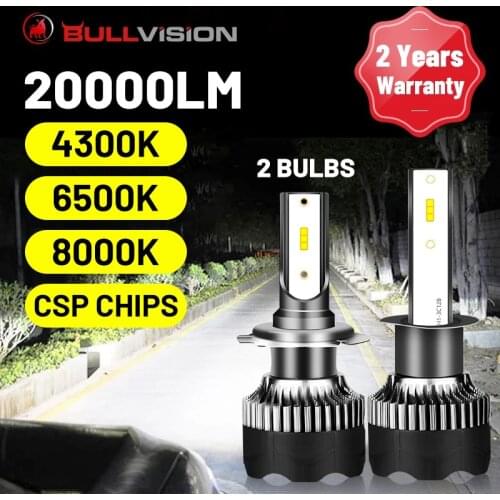 BULLVISION H8 LED Headlight 20000LM CSP Chip H4 H11 H7 H1 9005 9006 HB3 HB4 Ice Bulb Running Auto Fog Headlamp 4300K 6500K 8000K