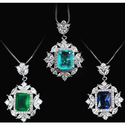 Dainty Gems Stone Necklace 925 Stirling Silver Necklace For Women Geometric Flower Woman Choker Pendant Charms Chains Girl Gifts