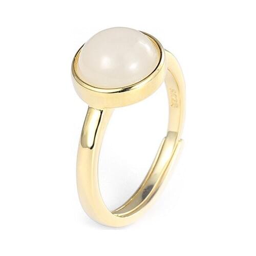 SA SILVERAGE S925 Sterling Silver Ring Red Agate Fashion Ladies Jewelry Hetian Jade Accessories Jewelry Adjustable Opening 2021