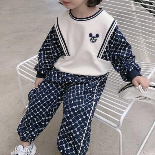 2021 Autumn New Childrens Clothing Sports Suit Girls Foreign Style Two-piece Baby Sweater Skirt Trousers Childrens Suit