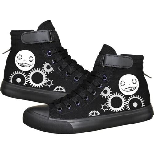 Unisex Anime NieR:Automata noctilucent Casual Ankle Canvas Shoes Hook Loop Flat plimsolls duck shoes Sneakers