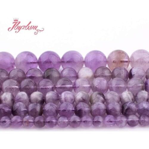 6,8,10,12mm Smooth Round Light Dream Amethysts Natural Stone Beads For DIY Necklace Bracelat Jewelry Making 15" Free Shipping