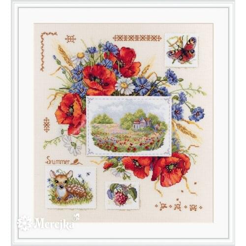 -Summer Scenery in Flowers 42-44 Counted Cross Stitch 11CT 14CT 18CT Cross Stitch Kits Embroidery Needlework Sets