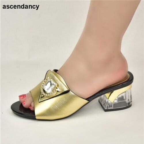 Latest Design African Women Wedding Shoes Decorated with Rhinestone Pumps Women Shoes Ladies Sandals with Heels Party Pumps