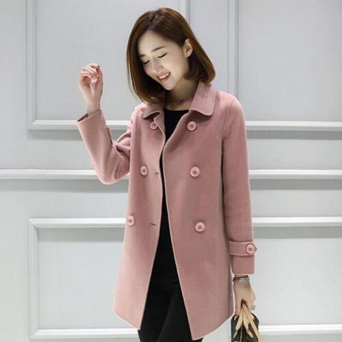 Autumn and winter womens new lapel double-breasted Slim Korean conventional sleeves were thin woolen coat
