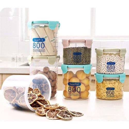 Plastic Fresh Pot Container Bottles Kitchen Food Storage Box Sealing Preservation Grain Sealed Cans Refrigerator Organizers Jar