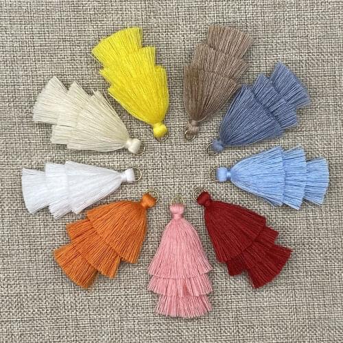 10pcs Three layers Tassel Fringe Pendant DIY Party Hanging Ring Cords Tassel Trim Garments Curtains Jewelry Decor Tassels Lace