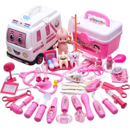35/45 Pcs Girls Role Play Doctor Game Medicine Simulation Dentist Treating Teeth Pretend Play Toy For Toddler Baby Kids
