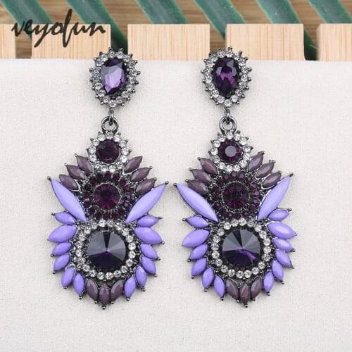 Veyofun Luxury Acrylic Rhinestone Drop Earrings Trendy Party Dangle Earrings for Woman Fashion Jewelry Gift