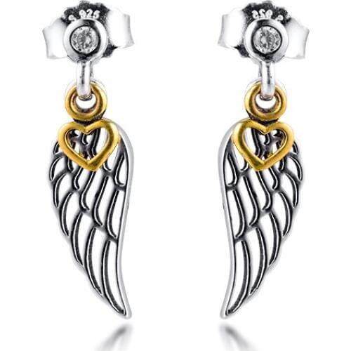 Authentic 925 Sterling Silver Earring Love & Guidance Wing Stud Earrings For Women Original Jewelry pendientes mujer