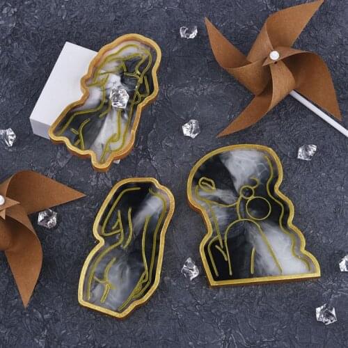 DIY Crystal Epoxy Resin Tray Coaster Silicone Mold Girl Model Body Abstract Plate Mirror Casting Mold Resin Mould