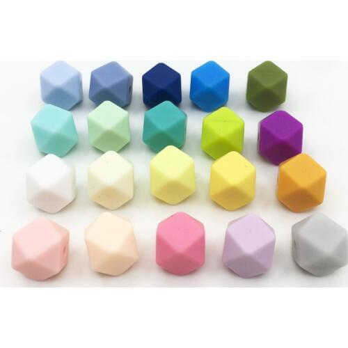 30pcs Silicone 11mm/13mm/17mm Hexagon Beads Teething Mini Bead Baby Teether Chewable Nursing Necklace Jewelry DIY Accessory