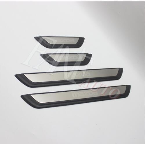 Car Styling Stainless Steel Door Sill Scuff Plate Guard Sills Protector Trim For Mazda 3 Mazda3 2019 2020 2021 New BP 4TH