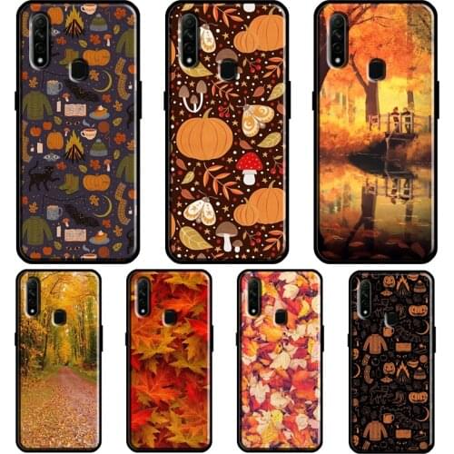 Autumn Leaves Fall Fox Pumpkin For OPPO A5 A9 2020 A31 A53 A52 A72 F7 Reno 2 Z Find X3 Pro A3S A15 A83 A91 A93 Phone Case