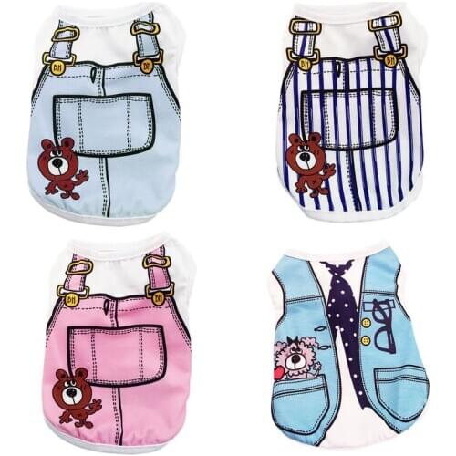 Spring Clothing Puppy Vest Shirts Pet Dog Clothes Hoodies Coats Cartoon Costumes For Dog Summer Puppy Dog Clothing