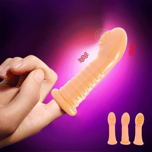 Finger Vibrator G-spot Clitoris Stimulate Orgasm Massage Female Masturbator Lesbian Erotic Finger Sleeve Sex Toys For Women