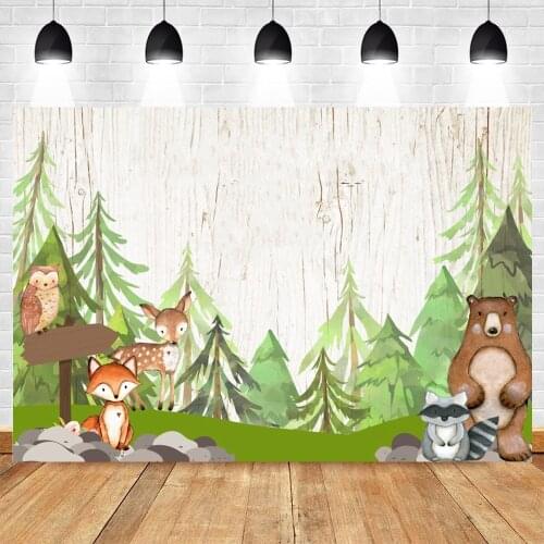 Safari Party Wild Animal Woodland Newborn Baby Shower Boy Birthday Christmas Photography Backdrop Vinyl Photographic Background
