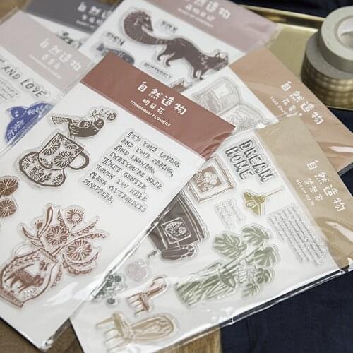 Vintage animal flower transparent silicone clear stamp for scrapbooking album DIY craft decoration rubber stamp stationery