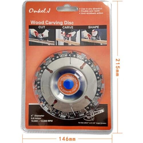 High Quality Woodworking Chain Reel Wheel Rotary Disc Sanding Wood Carving Tool Abrasive Disc Tools for Angle Grinder 16MM Bore