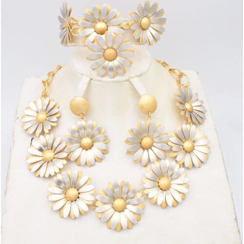 High Quality Ltaly 750 Gold 2color Jewelry Set For Women african beads jewlery fashion necklace set earring jewelry