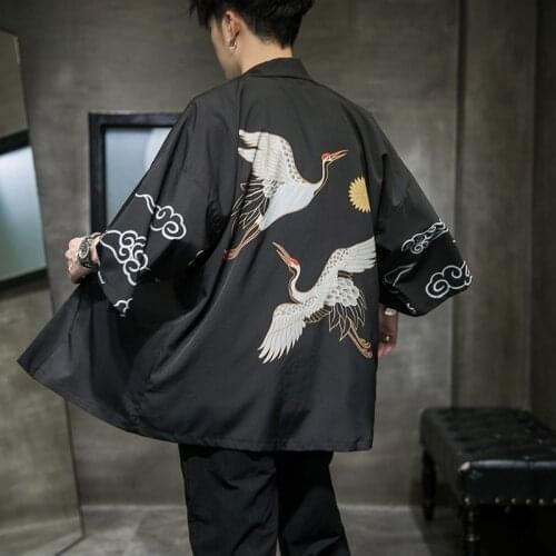 Japanese Kimono Traditional Yukata Kimono Cardigan Men Beach Thin Asian Clothes Japan Kimonos Male Fashion Cardigan Shirt KK3619