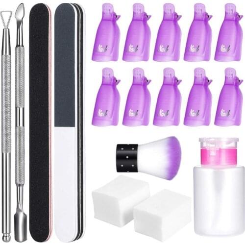 1Set Plastic Nail Art Soak Off Cap Clips Set UV Gel Polish Remover Wrap Tool Kit for Removal of Varnish Manicure Tools Accessori