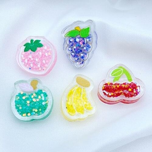 10Pcs Kawaii Cute Mixed shiny fruit Flat back Resin Cabochons Scrapbooking DIY Jewelry Craft Decoration Accessorie D95
