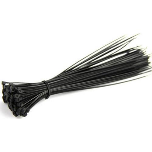 100pcs 100mm Black Network Nylon Plastic Cable Wire Zip Tie Cord Strap Plastic Zip Trim Wrap Cable Loop Ties Wire Self-Locking