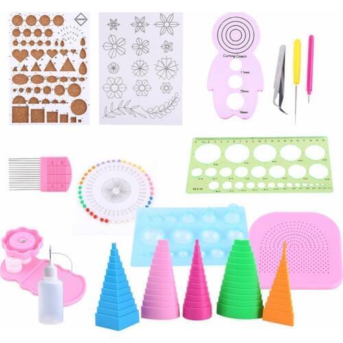 19Pcs DIY Paper Quilling Handmade Tools Set Template Tweezer Pins Slotted Tool Kit Paper Card Crafts Decorating Tools