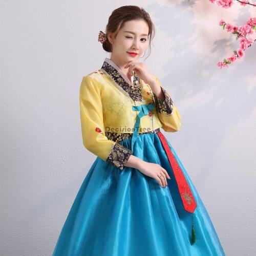 2021 traditional korean hanbok dress female korean folk stage dance costume korea traditional costume party performance clothing