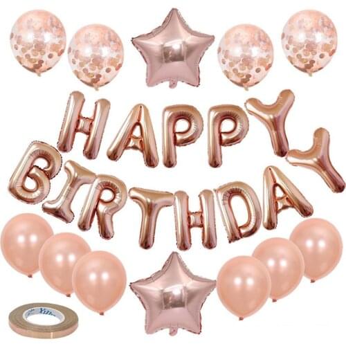 25Pcs Birthday Party Balloon Decoration Aluminum Film Letters five-Pointed Stars Sequin Balloons Birthday Party DIY Decor Ballon