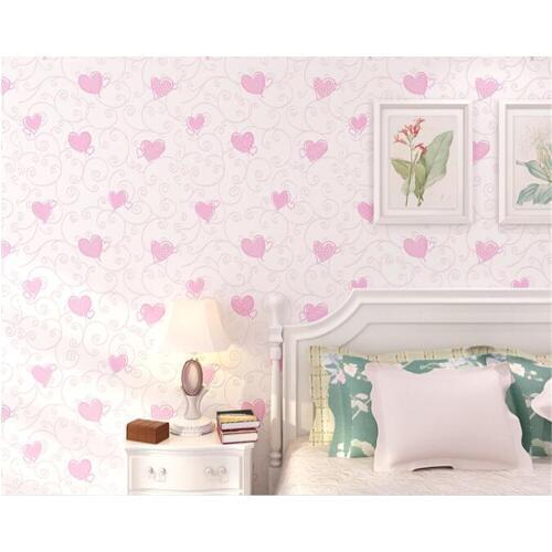 Beibehang Warm heart-shaped childrens room 3d wallpaper boy girl bedroom heart background wall nonwoven wedding room wall paper