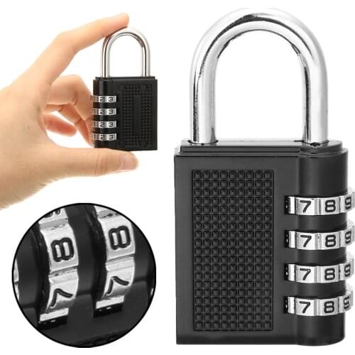 4 Dial Digit Combination Padlock Heavy Duty Weatherproof Security Lock Outdoor Gym Safely Code Lock Black 80*43*14mm
