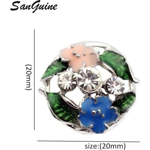 6pcs/lot New Snap Jewelry Rhinestone Flower Snap Buttons for Women Ginger Buttons Jewelry fit 18mm Snap Bracelet Bangles