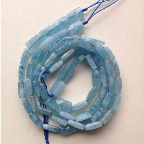 8x12mm Natural Blue Aquamarines Stone Beads Faceted Rectangle Spacer Loose DIY Beads For Jewelry Making Beads Accessories 15