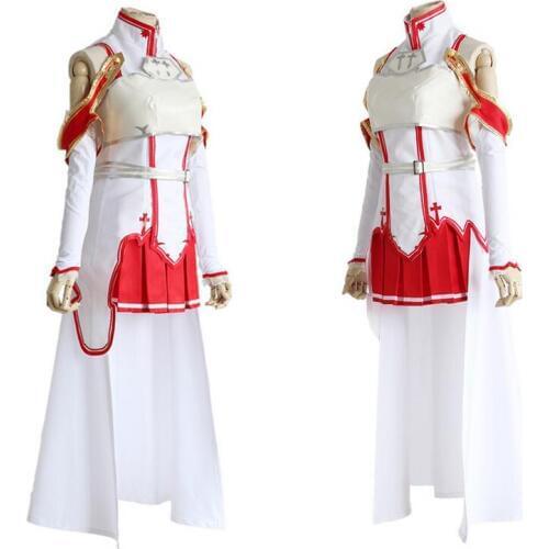 Anime Sword Art Online Game Asuna cartoon Cosplay Costume whole set Dress with wig+shoes Halloween Cosplay Costumes