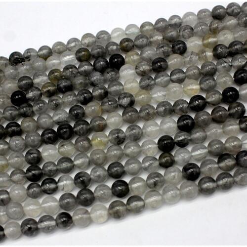 Natural Devil Stone Beads Grey Cloud Crystal Round Loose Beads 6 8 10 12mm DIY Jewelry Making Bracelet