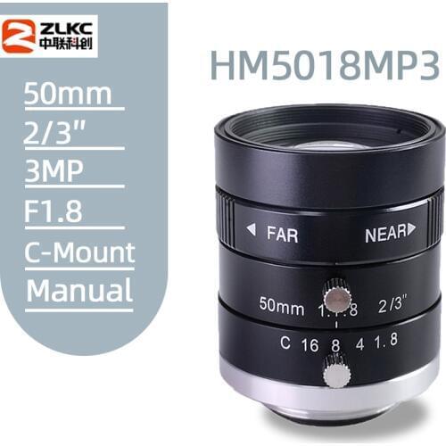 Black Friday FA Lens 3.0Megapixel 50mm Fixed Focus CCTV Lens C Mount 2/3 Inch Machine Vision Lenses Manual Iris Camera Lens