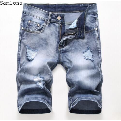 Hot Summer Frayed Leisure Men’s Shorts Jeans Youth Fashion Wash Distressed Straight Regular Bermuda Denim Shorts Hommes