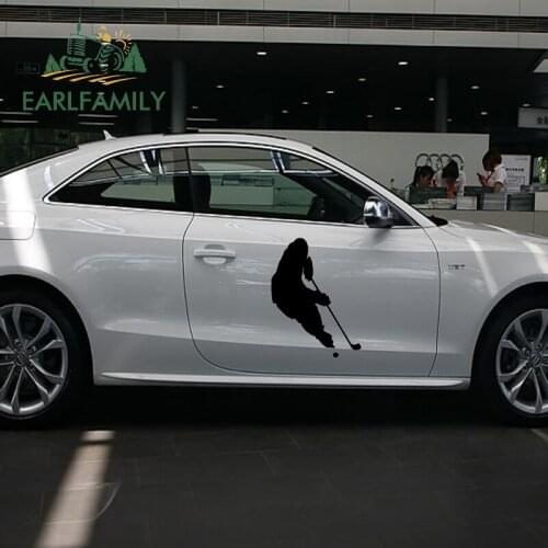 EARLFAMILY 58cm x 46.4cm 2x Hockey Ice Puck Stick Shot (one For Each Side)Car Sticker For Car Door Side Truck Window Vinyl Decal