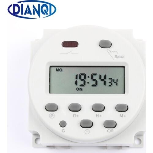 No lock CN101A AC DC 12V Round Digital LCD Power Timer Weekly Programmable Electronic Time Relay Switch 8A TO 16A CN101 weekly