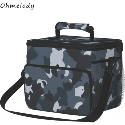 Camouflage Picnic Bag Large Capacity Insulated Cooler Bag Meal Container Lunch Bag Oxford Cloth Waterproof Ice Pack with Strap