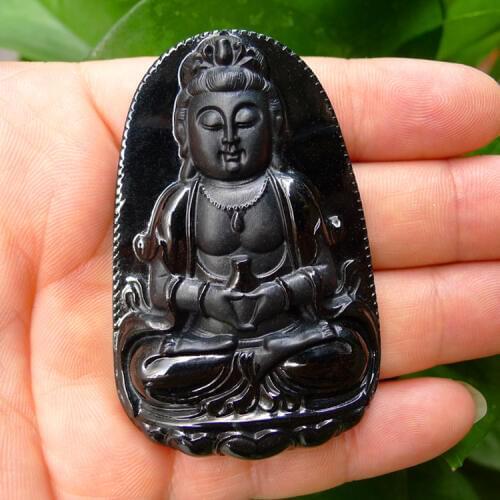 Beautiful Black Guan yin natural cargo tablets Pendant Mexican